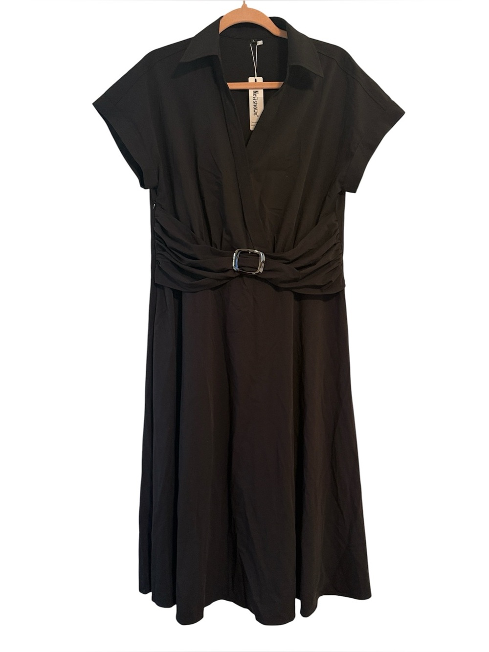 NewShows Black Short Sleeve Midi Dress NWT